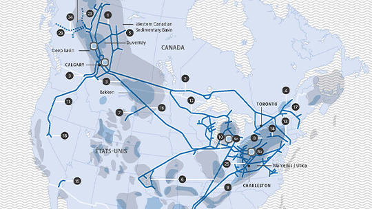 Carte des actifs de gaz naturel