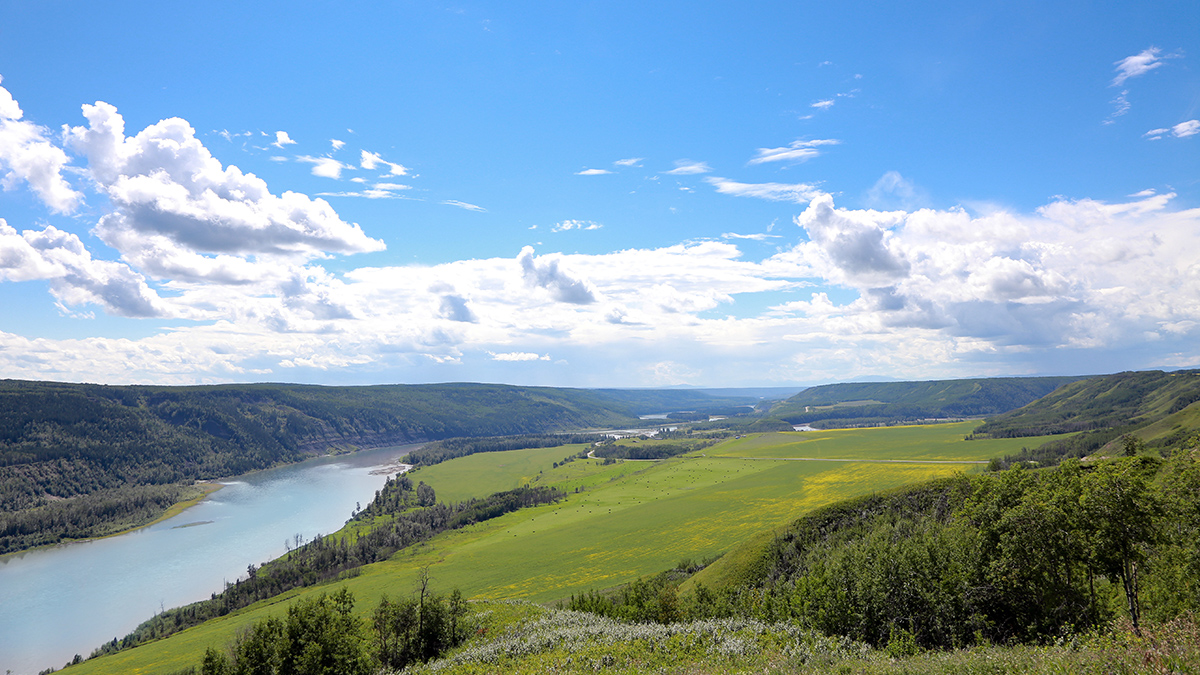 Valley with a river flowing through it